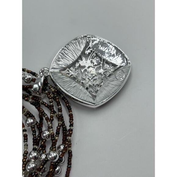 Joan Rivers Vintage Tigers Eye Bird Call Pendant 10 Strand Beaded Necklace - Picture 10 of 14